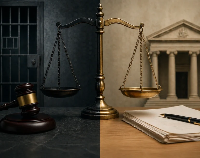 Ποινική vs Αστική Ευθύνη: Ποια η Διαφορά και Πότε Εφαρμόζεται